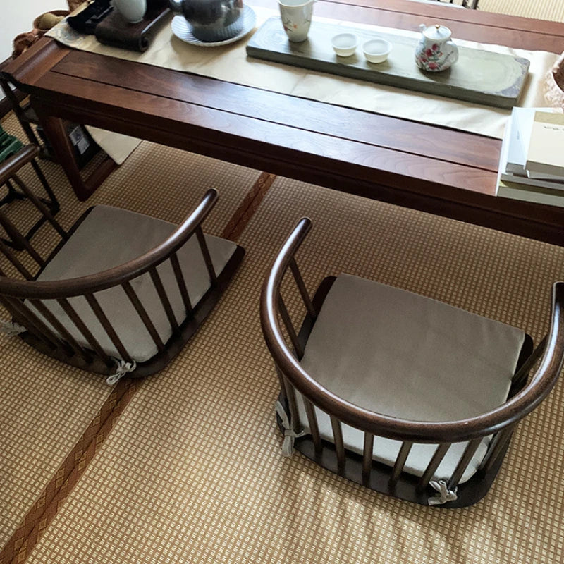 Japanese Tatami Chair Bay Window Bed Backrest Seat with Handrails for Tea Room Legless Low Chair Solid Wood Modern Furniture